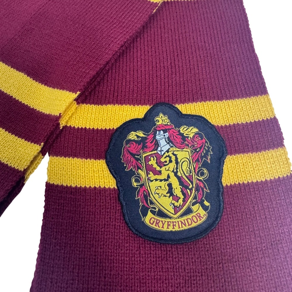 Harry Potter Gryffindor Scarf Burgundy Gold‎ Striped Knit Hogwarts Crest Cosplay